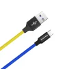 Кабель ColorWay USB - USB Type-C (M/M), 2.4 А, 1 м, Blue/Yellow (CW-CBUC052-BLY) - 2