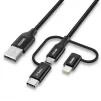 Кабель Choetech USB - Lightning + microUSB + USB-C, 1.2м (IP0030-BK) - 1