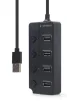 Концентратор USB 2.0 Gembird 4хUSB2.0, з вимикачами, пластик, Black (UHB-U2P4P-01) - 3