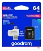 Карта памяти MicroSDXC 64GB UHS-I Class 10 GOODRAM + SD-adapter + OTG Card reader (M1A4-0640R12) - 4