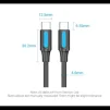 Кабель Vention USB Type-C - USB Type-C (M/M), TPE Round PD 100W, 5A, 1.5м, Black (COTBG) - 3