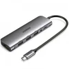Концентратор USB Type-C Ugreen CM136 3xUSB 3.0+HDMI+3.5 мм, Gray (80132) - 1