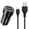 Автомобільний зарядний пристрій XO CC48 Smart Metal (2USB, 2.4A) Black (XO-CC48m-BK) + кабель microUSB - 2