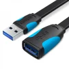 Кабель-удлинитель Vention Flat USB - USB V 3.0 (M/F), 1 м, Black (VAS-A13-B100) - 1
