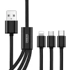 Кабель WK WDC-091th Type-C/Lightning/MicroUSB-USB 2,8А, 1.15м Black (6941027606490) - 1