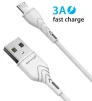 Кабель Grand-X USB-microUSB, Cu, 3A, 1м, Fast Сharge, White(PM-03W) - 1