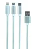 Кабель Cablexpert (CC-USB2-AM31-1M-S) USB BM - Lightning/MicroUSB/USB-C, 1м, сріблястий - 1