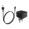 Зарядний пристрій Hoco C70A Cutting-Edge (1USB, 3А) QC3.0 Black (6931474706645) + кабель MicroUSB - 1