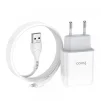 Зарядний пристрій Hoco C72A Glorious (1USB, 2.1А) White (6931474712998) + кабель Lightning - 1