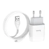 Зарядний пристрій Hoco C73A Glorious (2USB, 2.4А) White (6931474713056) + кабель Lightning - 2