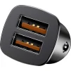 Автомобільний зарядний пристрій BASEUS Square Metal A+A 30W Dual QC3.0 Quick Car Charger Black (CCALL-DS01) - 3