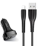 Автомобильное зарядное устройство для Usams U35 (2xUSB, 2.1A) Black (6958444985961) + кабель Lightning