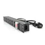 Удлинитель Merlion 6 розеток, 19", 1U, с выключатель., с адаптером питания C13, 1.8 м (1U-M6C13-K-C13/15155)