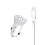Автомобильное зарядное устройство для SkyDolphin SZ09L (2USB, 3.4A) White (AZP-000108) + кабель Lightning