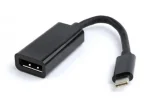 Адаптер Cablexpert USB Type-C - DisplayPort (M/F), 0.15 м, чорний (A-CM-DPF-01)