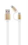 Кабель Cablexpert (CC-USB2-AM8PmB-1M-GD), USB2.0 BM - Lightning/Micro USB, 1м, белый