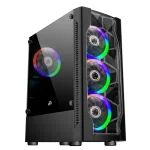 Корпус 1stPlayer D4-4R1-BK Color LED Black без БП