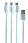 Кабель Cablexpert (CC-USB2-AM31-1M-S) USB BM - Lightning/MicroUSB/USB-C, 1м, серебристый