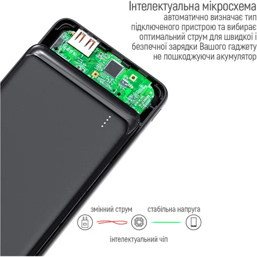 Повербанк COLORWAY Slim PD+QC 10000mAh Black (CW-PB100LPG3BK-PD)