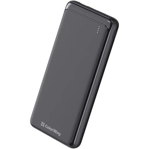 Повербанк COLORWAY Slim 10000mAh Black (CW-PB100LPF2BK)
