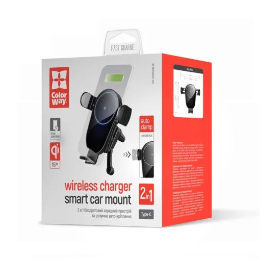 Тримач автомобільний ColorWay AutoSense Car Wireless Charger 15W Black (CW-CHAW025Q-BK)