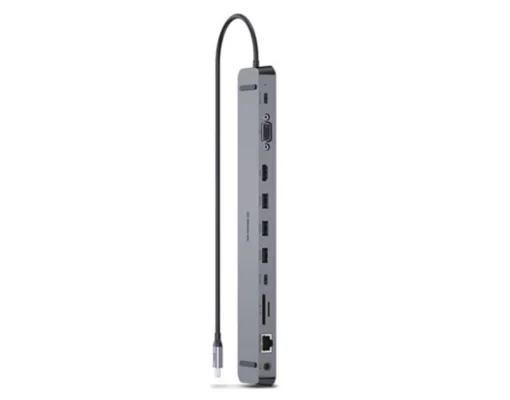 Концентратор REAL-EL CQ-1000 USB3.0х3/USB-C/HDMI/VGA/RJ45/SD/TF/3.5mm audio, 0.4m, Space Grey