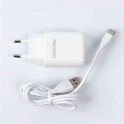 Сетевое зарядное устройство Maxxter (1USBх2.4А) QC3.0 White (WC-QC-AtC-01) + кабель USB Type-C