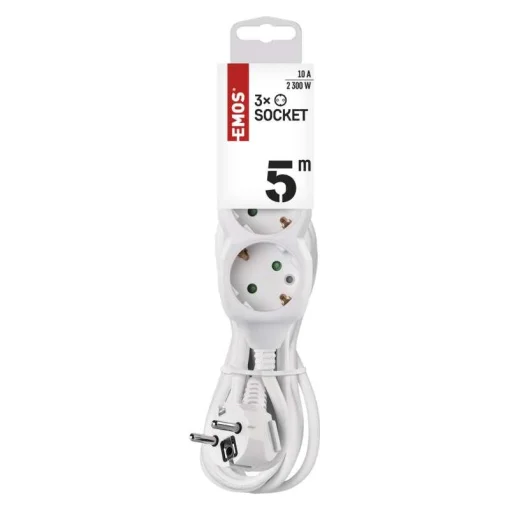 Фільтр живлення Emos (P0325) 3 розетки, 5м, White