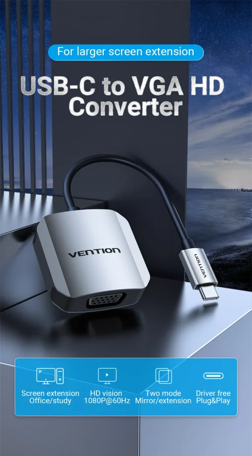 Кабель Vention Type-C - VGA, 0.15 m (TDFHB)