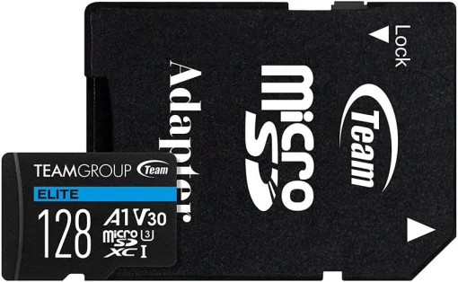 Карта памяти MicroSDXC 128GB UHS-I/U3 Class 10 Team Elite + SD-адаптер (TEAUSDX128GIV30A103)
