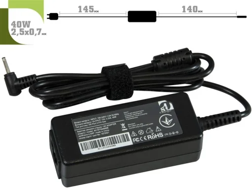 Адаптер питания 1StCharger для ноутбука Samsung 12V 40W 3.33A 2.5х0.7мм + каб.живл. (AC1STSA40WB)
