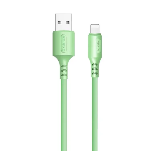 Кабель ColorWay USB-Lightning, soft silicone, 2.4А, 1м, Green (CW-CBUL042-GR)