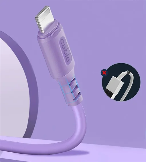 Кабель ColorWay USB-Lightning, soft silicone, 2.4А, 1м, Purple (CW-CBUL044-PU)
