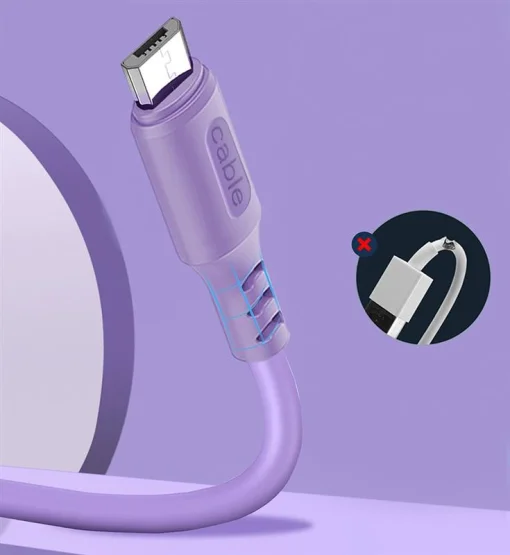 Кабель ColorWay USB - micro USB (M/M), soft silicone, 2.4 А, 1 м, Purple (CW-CBUM044-PU)