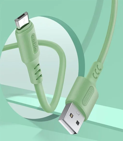 Кабель ColorWay USB-microUSB, soft silicone, 2.4А, 1м, Green (CW-CBUM042-GR)
