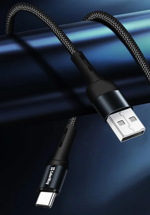 Кабель ColorWay USB-USB Type-C, nylon, 2.4А, 1м, Black (CW-CBUC045-BK)