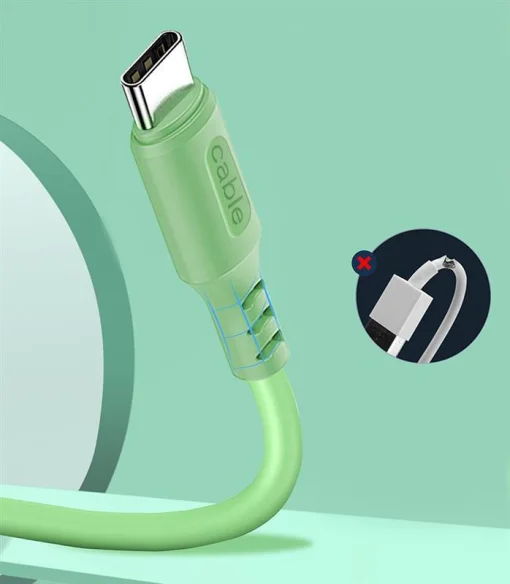 Кабель ColorWay USB - USB Type-C (M/M), soft silicone, 2.4 А, 1 м, Green (CW-CBUC042-GR)