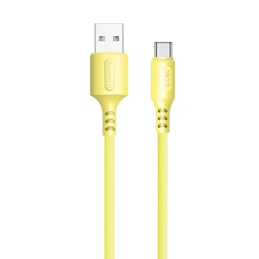 Кабель ColorWay USB-USB Type-C, soft silicone, 2.4А, 1м, Yellow (CW-CBUC043-Y)