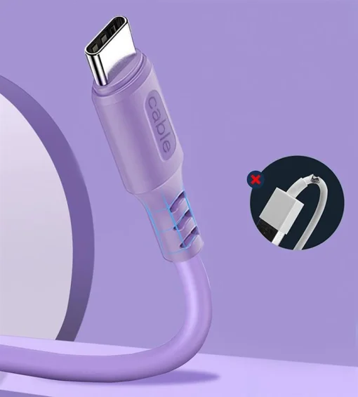 Кабель ColorWay USB-USB Type-C, soft silicone, 2.4А, 1м, Purple (CW-CBUC044-PU)