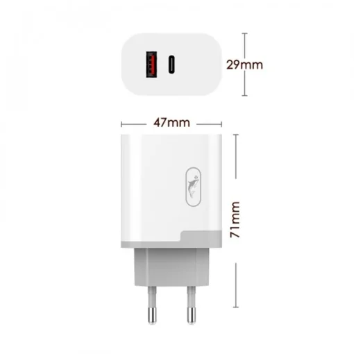 Зарядний пристрій SkyDolphin SC17 PD+QC3.0 (2USB, 3A) White (MZP-000110)