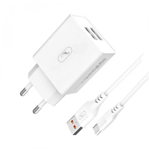 Зарядное устройство для SkyDolphin SC30T (2USB, 2.1A) White (MZP-000113) + кабель Type-C