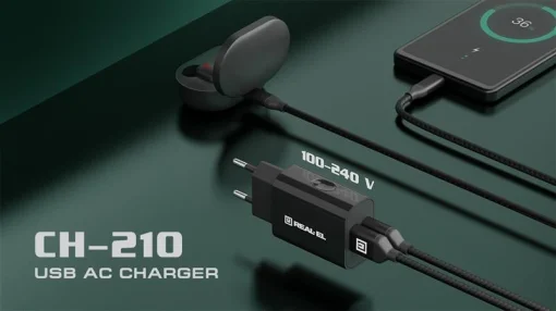 Кабель REAL-EL Premium Fabric USB-USB Type C 2m, Black (EL123500047)