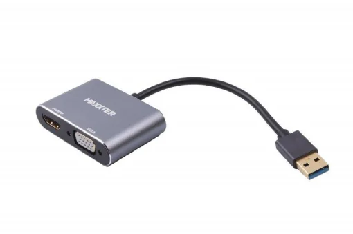 Адаптер-перехідник Maxxter (V-AM-HDMI-VGA), USB-HDMIхVGA, сірий