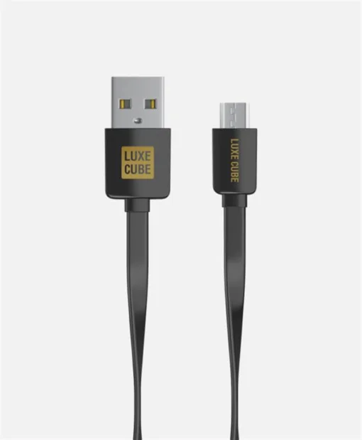 Кабель Luxe Cube Flat USB-USB Type C, 1м, черный (8886668688895)
