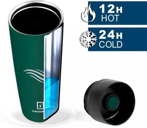 Термобутылка Tavialo 460 мл матовый зеленый + 2 уплотнительных кольца (190460108)