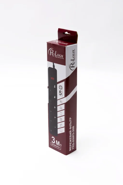 Фильтр питания ProLogix (PRS-050P5-30B) 5 розеток, 3 м, черный