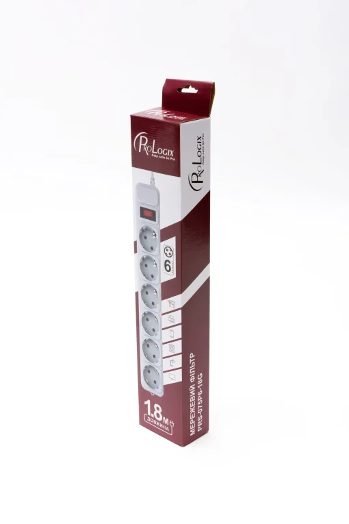 Фильтр питания ProLogix (PRS-075P6-18G) 0.75 мм, 6 розеток, 1.8 м, серый