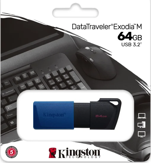 Флэш-накопитель USB3.2 64GB Kingston DataTraveler Exodia M Black/Blue (DTXM/64GB)