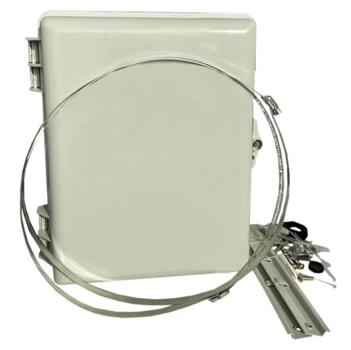 Герметичный бокс Abee настенного монтажа на 8 адаптеров LC Duplex и сплайс-кассетой на 24 волокна (OptiBox-8LCDU-24-plast)