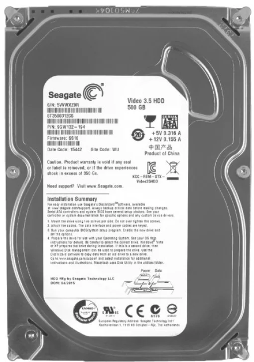 Накопичувач HDD SATA  500GB Seagate 5900RPM 8MB (ST3500312CS) Ref